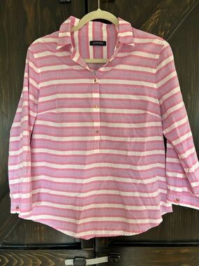 Lands End Pink Stripe Tunic blouse